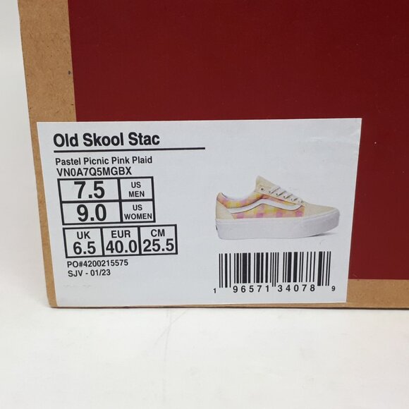 Vans Old Skool Stackform Platform Shoe Sneaker Pastel Plaid Mens 7.5 / Womens 9 - Picture 11 of 12